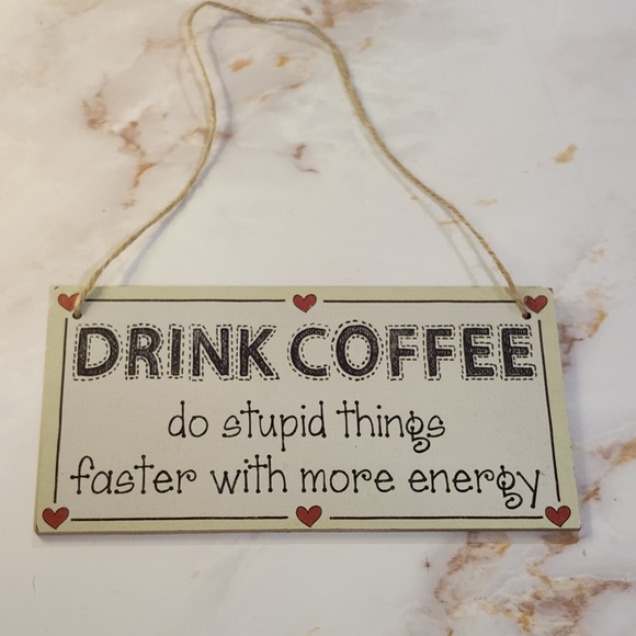 Decorative Coffee Sign with Red Accents - Picture 1 of 4